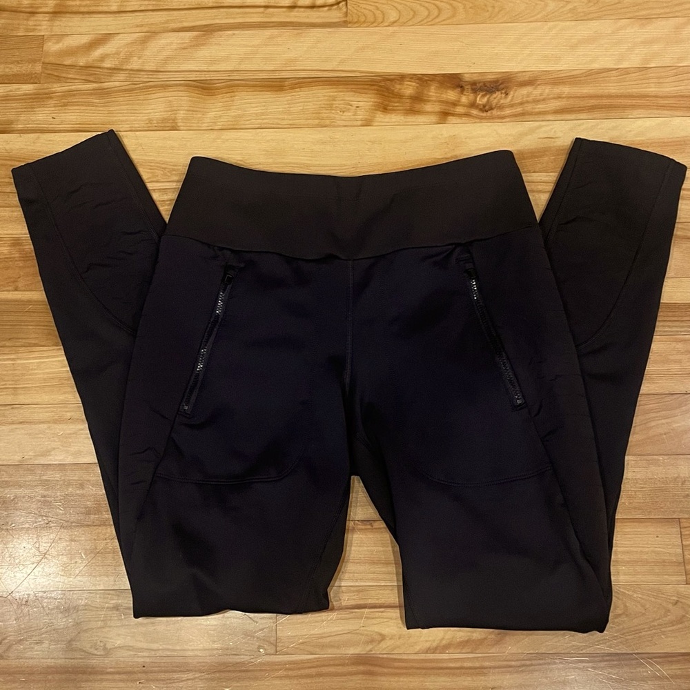 Athleta Athletic Peak Hybrid Fleece Ankle Leggings Black Women’s Size Sm